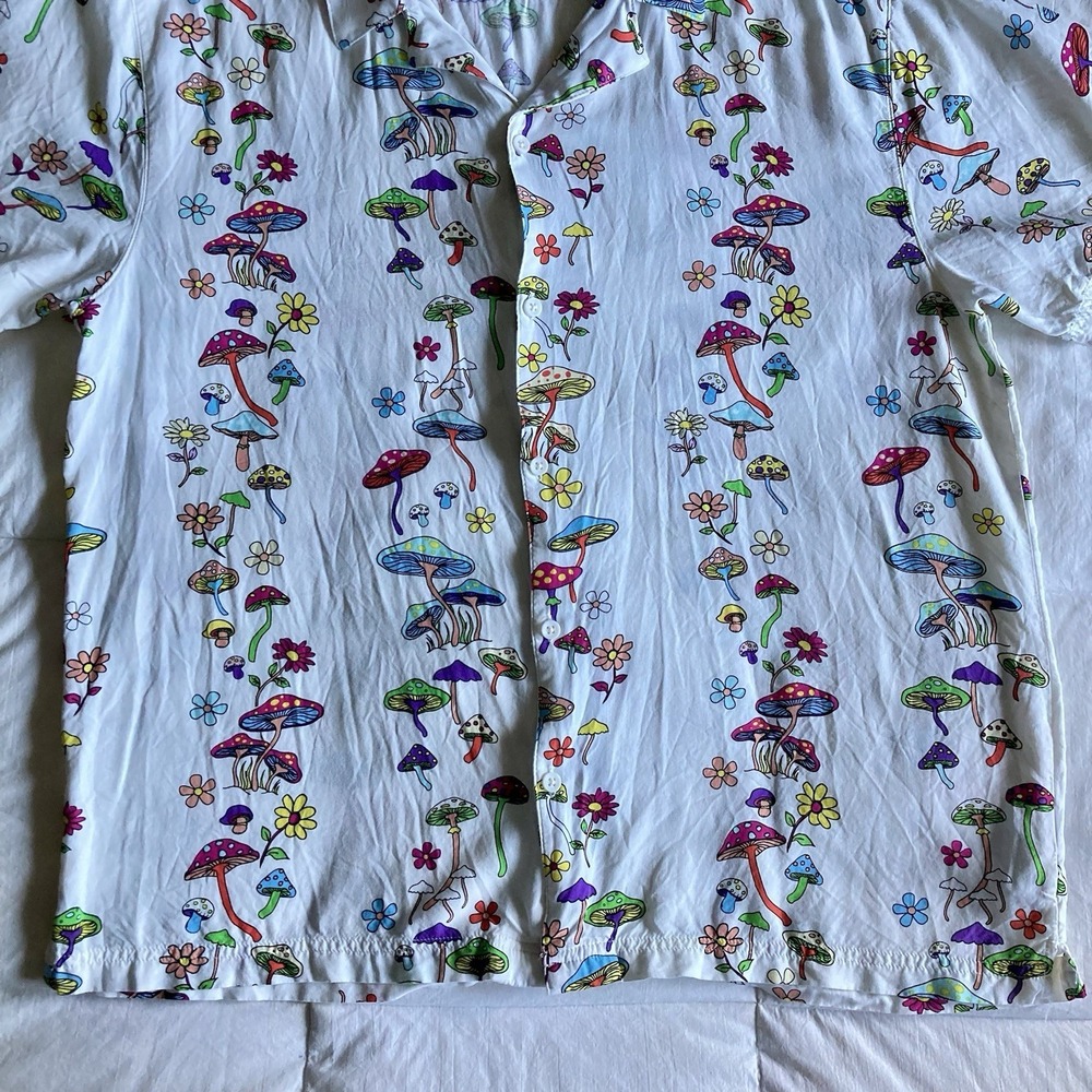 Fresh Prints of Bel-Air Wild Mushroom Button Up Mens XL Trippy Psychedelic Fest - Picture 5 of 14